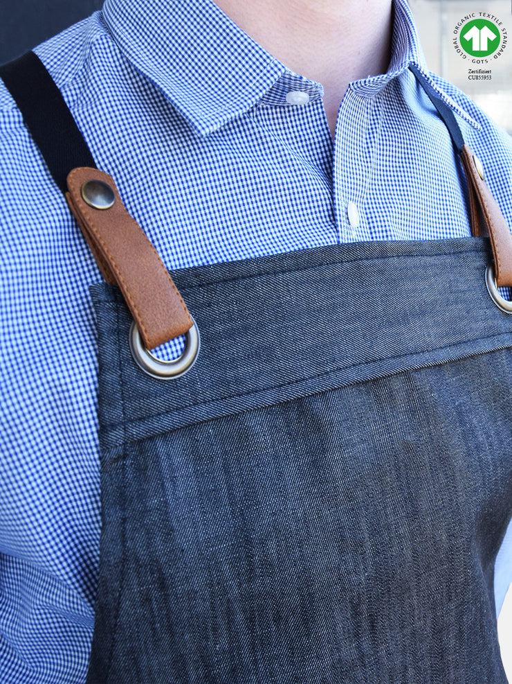 Organic Denim Bib Apron Porto