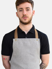 bib apron with leather look