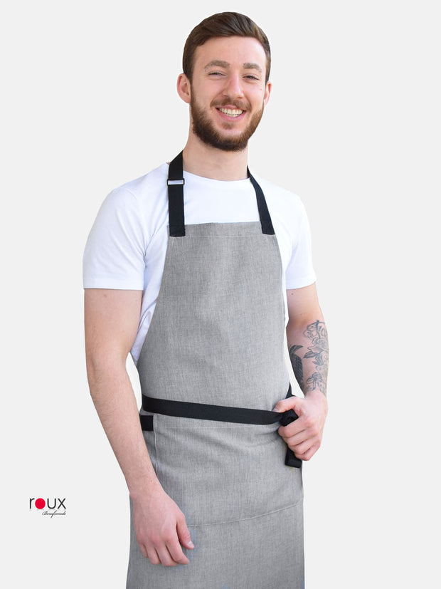 bib apron grey